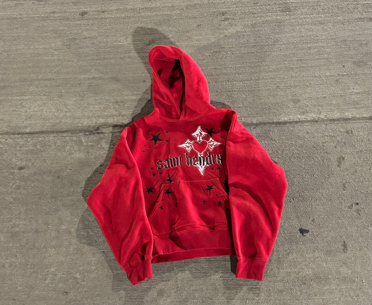 Saint Hendrx Red Logo Fitted Hoodie